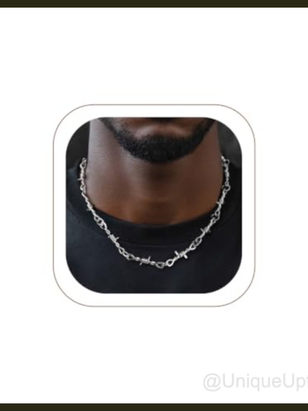 Barbed Wire Thorns Chain Necklace Stainless Steel Punk Hip Hop Rock